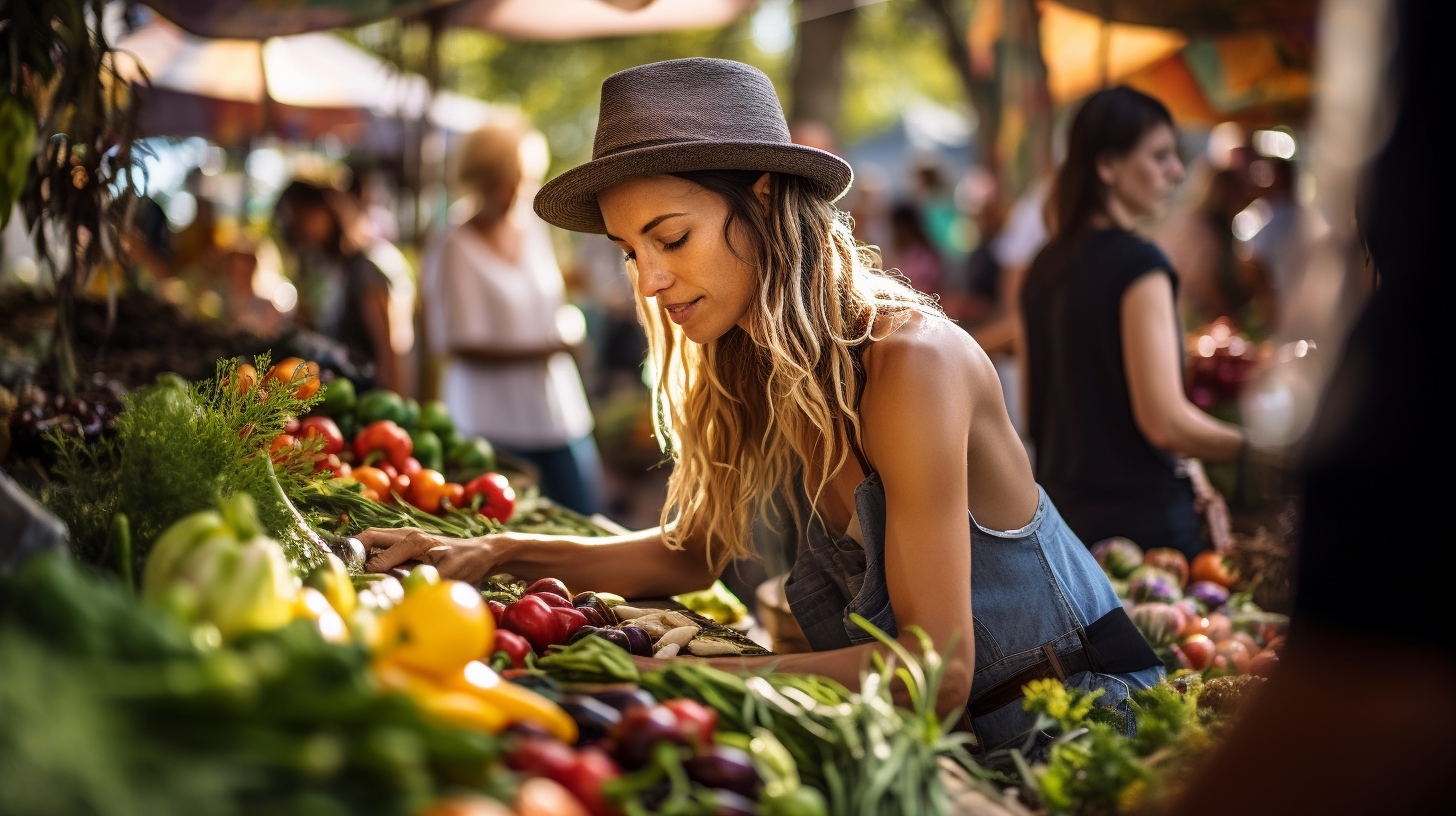 woman buy fresh fruits in market